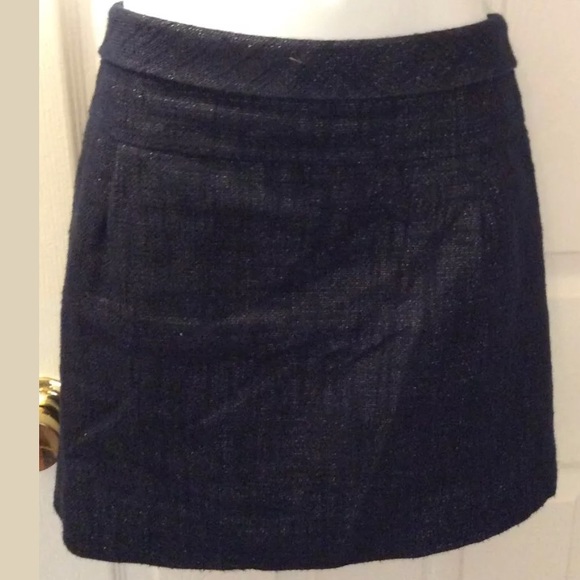 J. CREW Mica Mini Skirt Blue Metallic Mini Linen Blends Short Navy - Picture 2 of 10